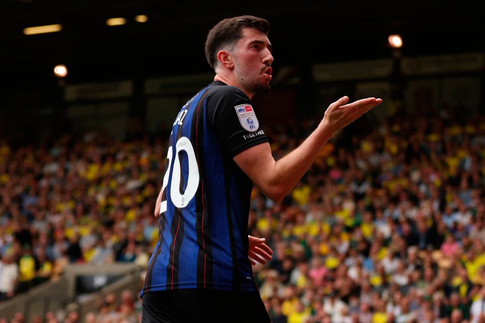 Middlesbrough's Finn Azaz celebrates after scoring his side's first goal during the Sky Bet Championship win over Norwich at Carrow Road